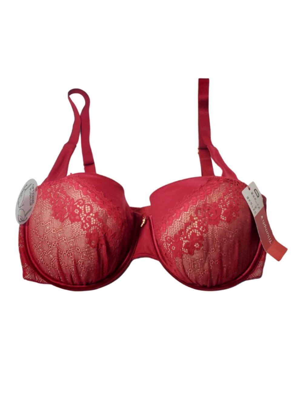 New Triumph Push-Up Bra 36D Red Lace Overlay NWT